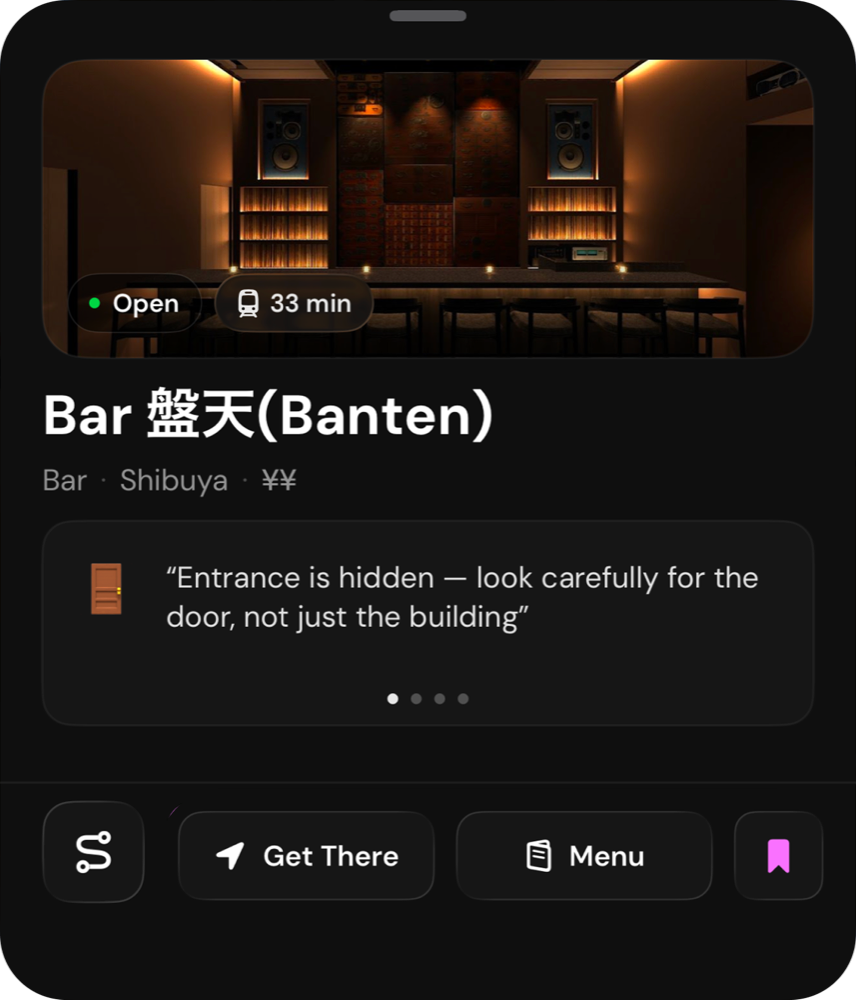Bar Banten’s venue page in the iPhone beta